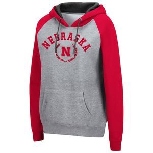 Nebraska Huskers Colosseum Women's Heathered Gray Red Raglan Hoodie Size M